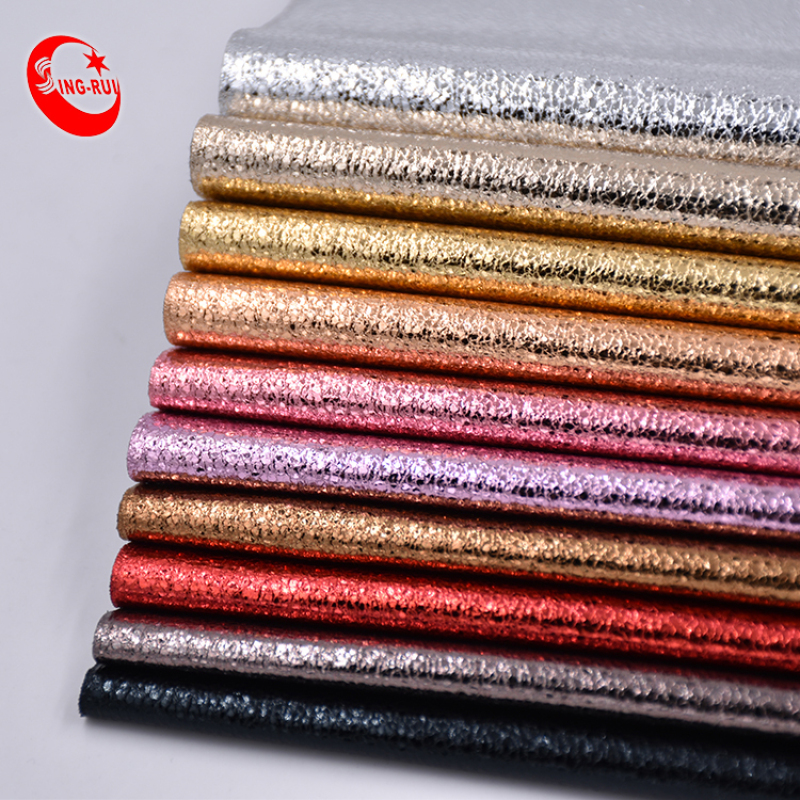 Silver Paper Surface Effect Shining Foiled Fabric for Fashion Shoes