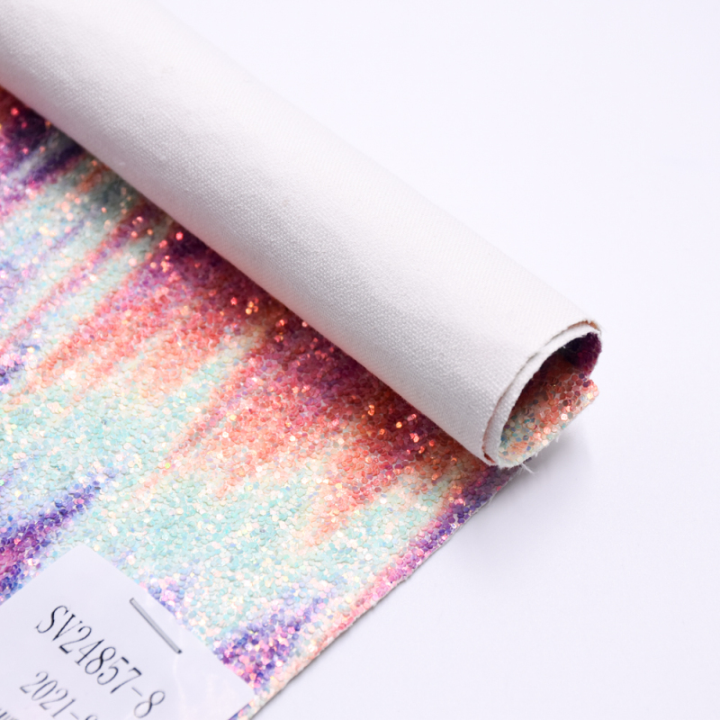 Colorful Tiny Glitter Leather Fabric In Synthetic Leather Shoes Material