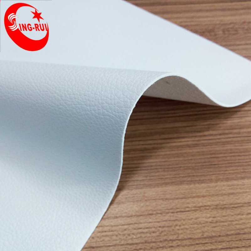 Coated Back White Embossed PU Synthetic leather