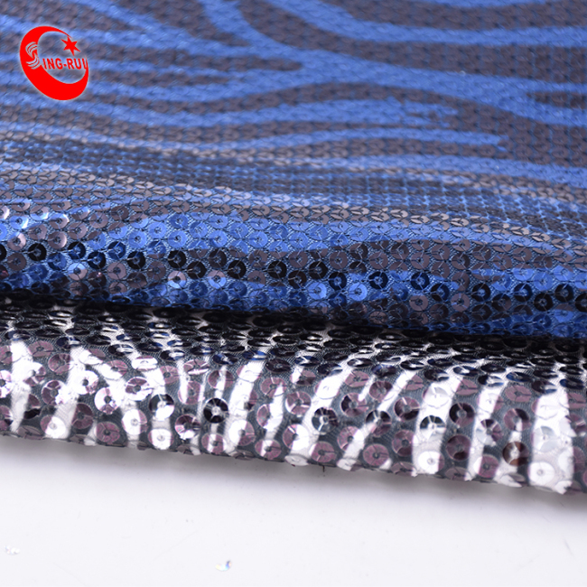 2021 Custom High Quality French Shining Luxury Stripes Gradient Knit Embroidery Mesh Sequin Lace Fabric For Dress