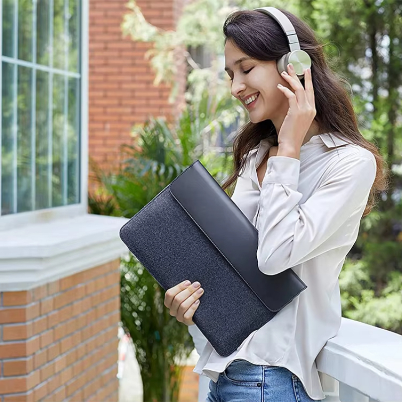 Custom Leather & Felt Laptop Sleeve Bags | Shockproof Office Case for Men/Women | Bulk Orders