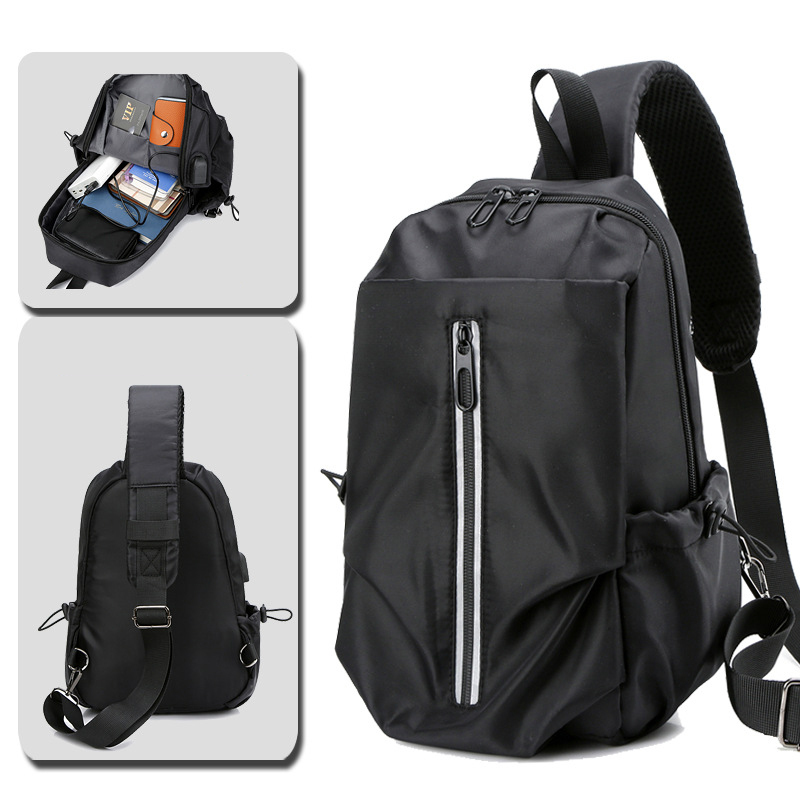 حقيبة كروس بودي قابلة للطي ومقاومة للماء عالية الجودة مخصصة ومزودة بمنفذ USB وحقيبة كروس بودي من النايلون للرجال كهدية