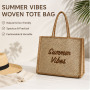 Custom Logo Straw Tote Bag Large Capacity Beach Shopping Handbag Eco Friendly Summer Jute Tote Bag