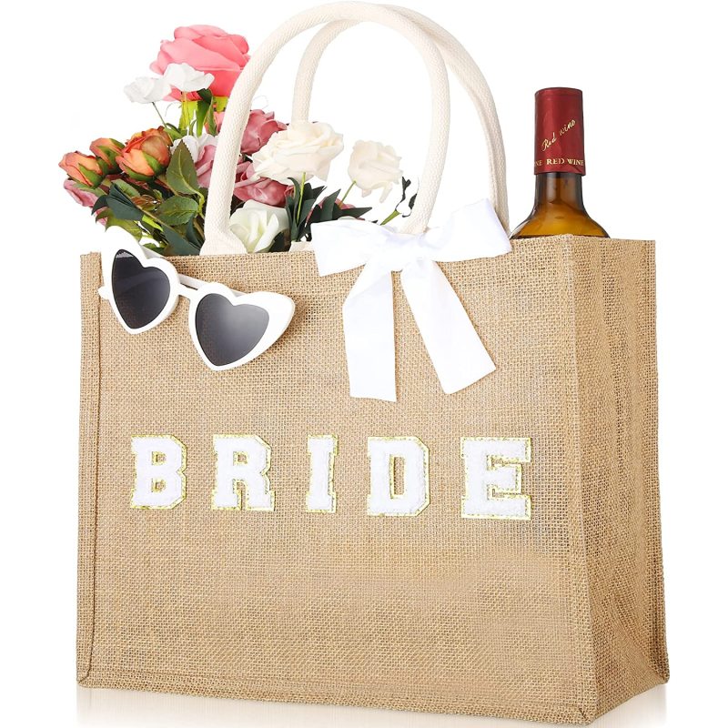 Reusable Jute Gift Bag with Bow Tie Design Ideal for Party Wedding Favors