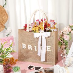 3 Pcs Bride Tote Bag Heart Shaped Sunglasses Burlap Wedding Gift Bag with Handles