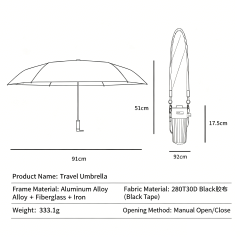 Ultra-light Sun Umbrella Portable Sunscreen UV protection Handle Umbrella Five-fold Umbrella with Adjustable Shoulder Strap