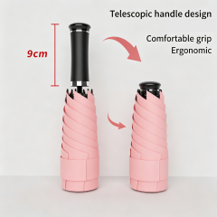 Ultra-light Sun Umbrella Portable Sunscreen UV protection Handle Umbrella Five-fold Umbrella with Adjustable Shoulder Strap