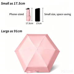 Ultra-light Sun Umbrella Portable Sunscreen UV protection Handle Umbrella Five-fold Umbrella with Adjustable Shoulder Strap