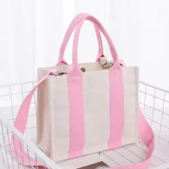 High Quality Double-sided Handbag Grocery Shopping Bag Women Cotton Canvas Tote Bags With Pocket Eco-friendly Tote Bags