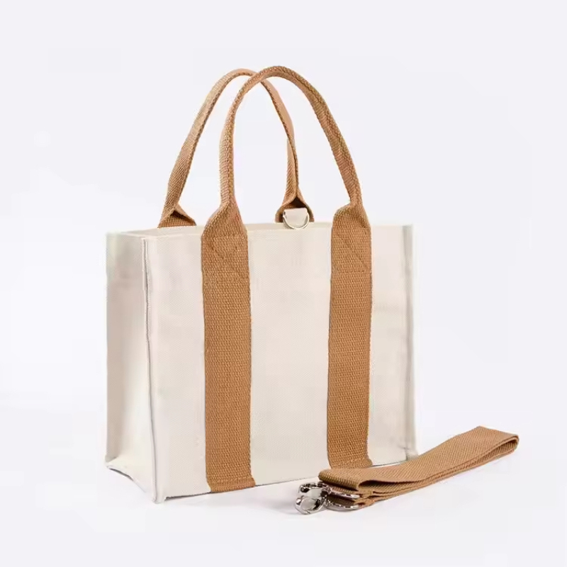 High Quality Double-sided Handbag Grocery Shopping Bag Women Cotton Canvas Tote Bags With Pocket Eco-friendly Tote Bags