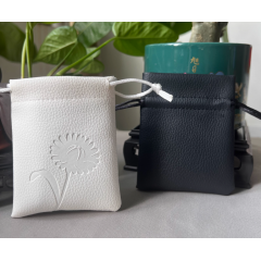 Promotion Pu Leather Iron Sheet Bag Custom Emboss Printing Drawstring Leather Pouch Storage Jewelry Pu Leather Pouch