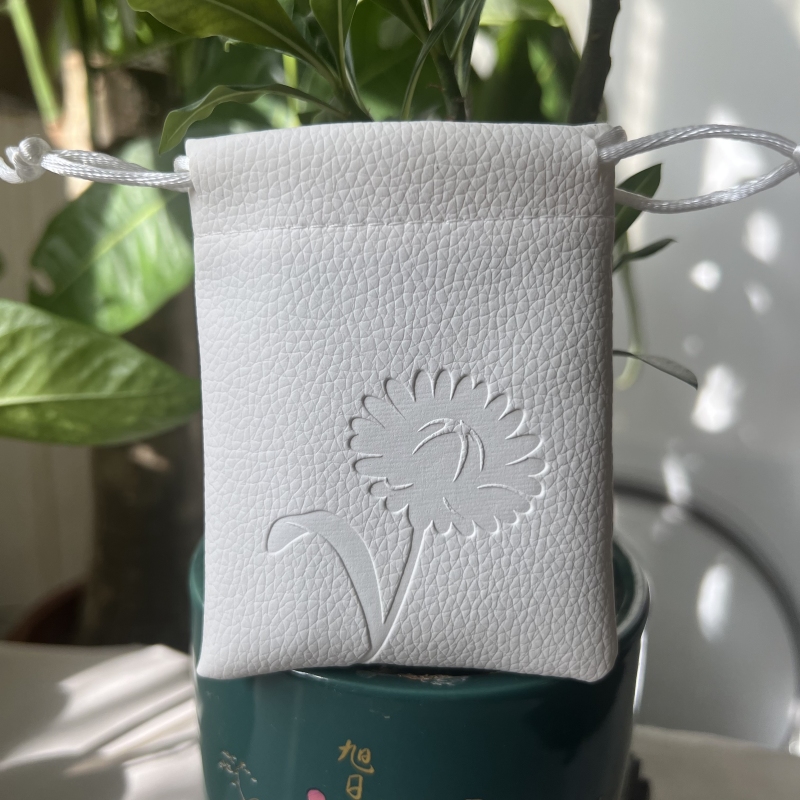 Promotion Pu Leather Iron Sheet Bag Custom Emboss Printing Drawstring Leather Pouch Storage Jewelry Pu Leather Pouch