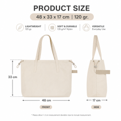 Custom Logo Soft Nylon Foldable Tote Bag Lightweight Drawstring Shopping Bag with Inner Pocket and Elastic Strap for Travel