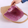 Cute Bunny Ear Jute Tote Bag Large Capacity, Foldable Stylish for Work Shopping