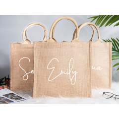 Custom Manufacturers Natural Grocery Shopping Hessian Bags Beach handbags Jute Gunny Tote Bag Blank Burlap Tote Bag