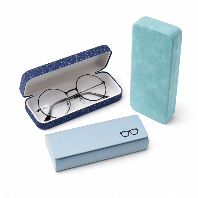 Wholesale Minimalist Hard Shell PU Glasses Case Custom Logo Macaron Color Eyewear Box with Soft Lining for Optical Stores