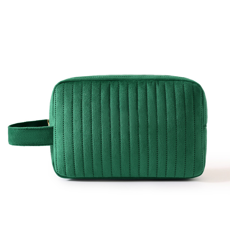 Custom Logo Portable Velvet Makeup Bag Travel Handle Storage Toiletry Bag Large Capacity Cosmetic Pouch Bag for Women