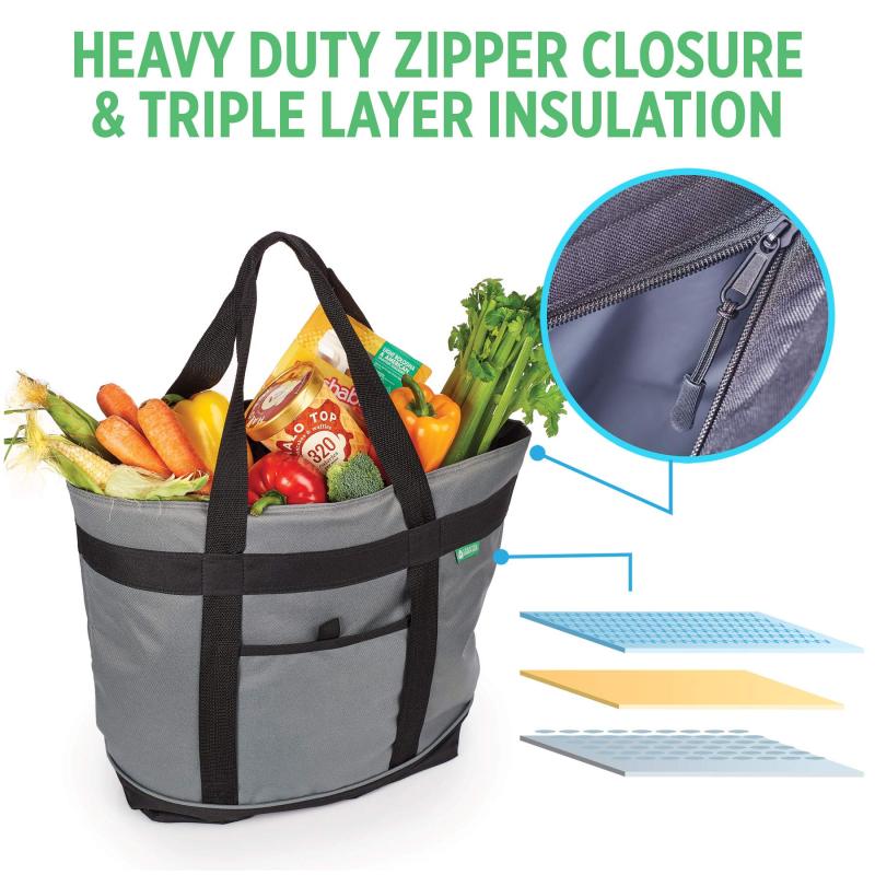 Large capacity Foldable Insulated Grocery Tote Bag Portable Lunch Cooler Bag
