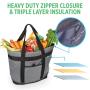 Large capacity Foldable Insulated Grocery Tote Bag Portable Lunch Cooler Bag