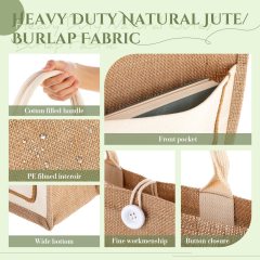 Natural burlap eco friendly tote bags reusable jute tote shopping bag