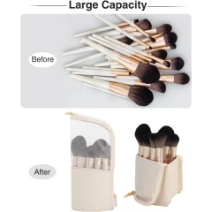 Travel Makeup Brush Organizer Bag Fashion PU Cosmetic Bag Zipper Closure Custom Logo Printed Portable Storage