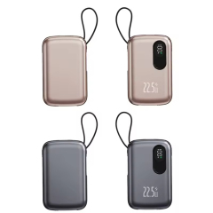 Customized Logo 10000mAh Portable Charger USB Type Fast Charging Power Bank Built in Cable