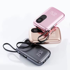 Customized Logo 10000mAh Portable Charger USB Type Fast Charging Power Bank Built in Cable Customized Logo 10000mAh Portable Charger USB Type Fast Charging Power Bank Built in Cable