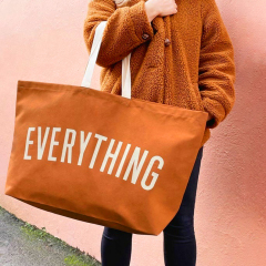 Custom Logo Eco Reusable Cotton Everything Shopping Bag Canvas Tote Bag With Pockets Women Cotton Canvas Bag