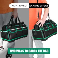 Heavy Duty 16 Inch Electrician Tool Bag Waterproof Tool Organizer Storage Tool Bag with Night Reflector Strip