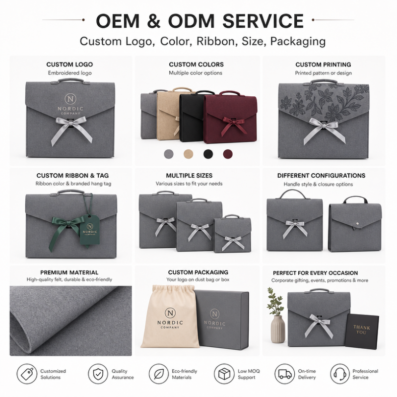 Custom Logo Eco Friendly Felt Gift Bag 40x30cm Luxury Felt Envelope Packaging Bag with Ribbon for Corporate Gifts and Clothing