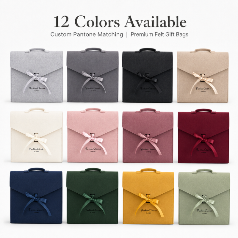 Custom Logo Eco Friendly Felt Gift Bag 40x30cm Luxury Felt Envelope Packaging Bag with Ribbon for Corporate Gifts and Clothing