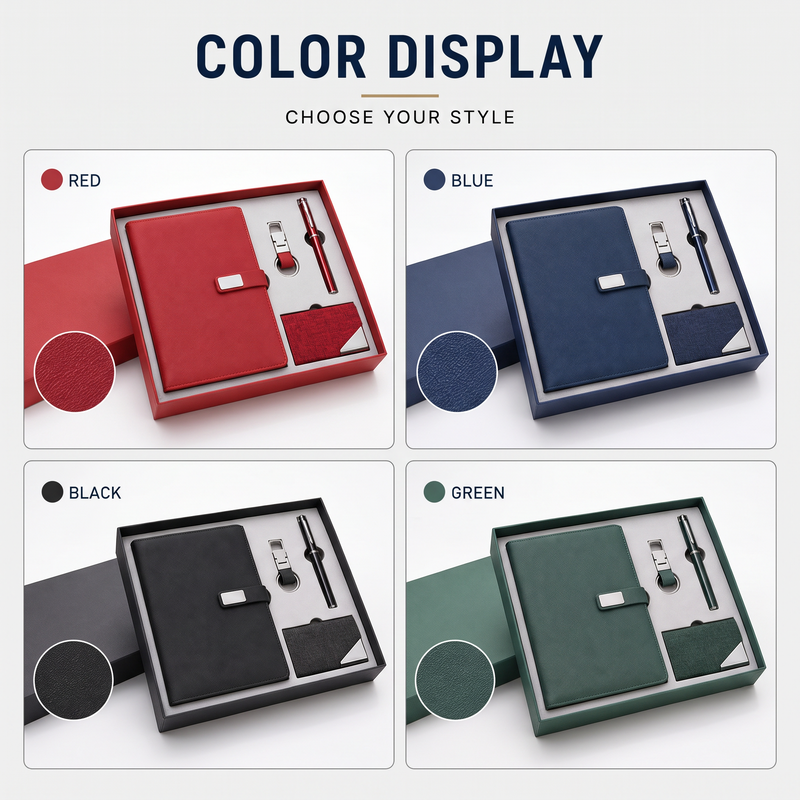 Custom Logo 4 in 1 Corporate Gift Set A5 Notebook Pen USB Flash Drive Business Card Holder Executive Promotional Gift Box