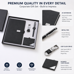 Custom Logo 4 in 1 Corporate Gift Set A5 Notebook Pen USB Flash Drive Business Card Holder Executive Promotional Gift Box