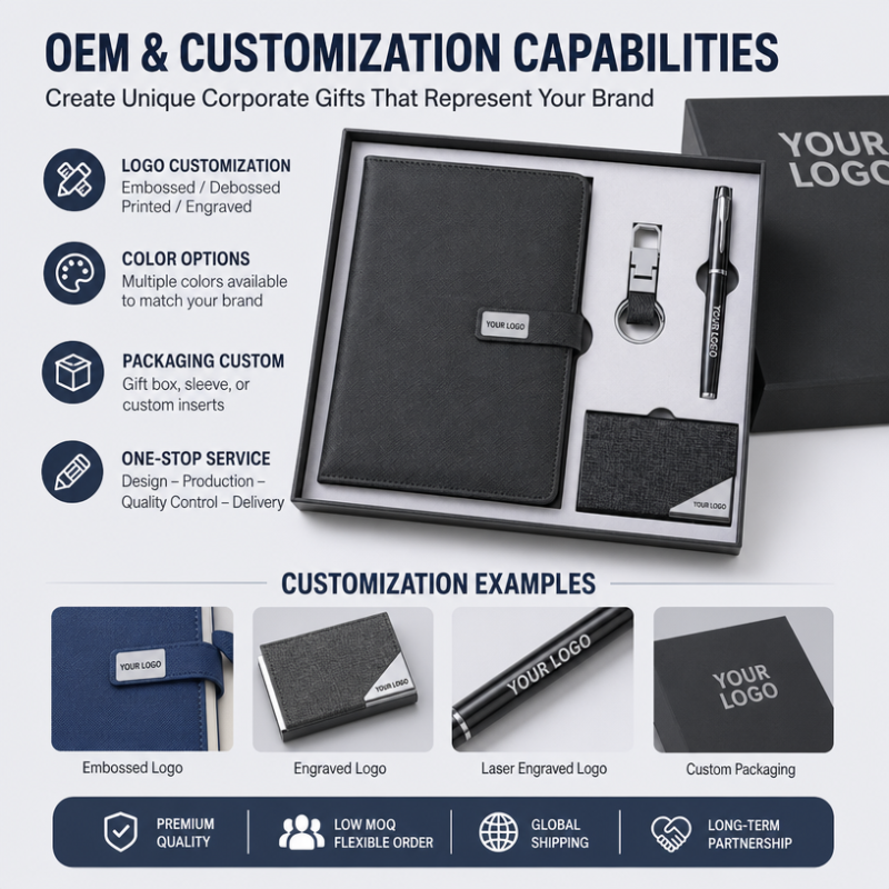 Custom Logo 4 in 1 Corporate Gift Set A5 Notebook Pen USB Flash Drive Business Card Holder Executive Promotional Gift Box