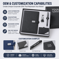 Custom Logo 4 in 1 Corporate Gift Set A5 Notebook Pen USB Flash Drive Business Card Holder Executive Promotional Gift Box