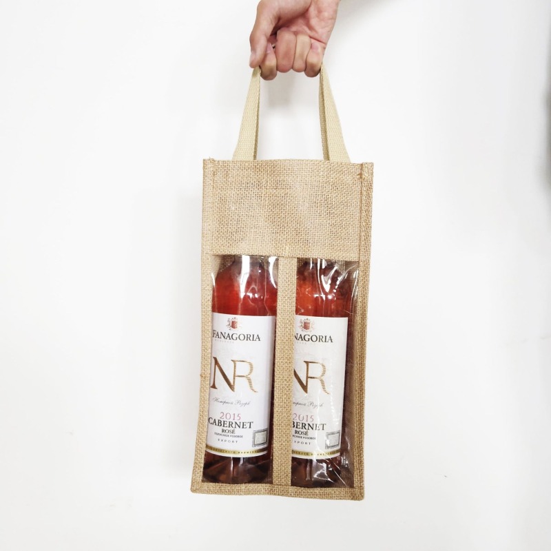 Jute handbags wholesale Wine Bags with Rope Handle