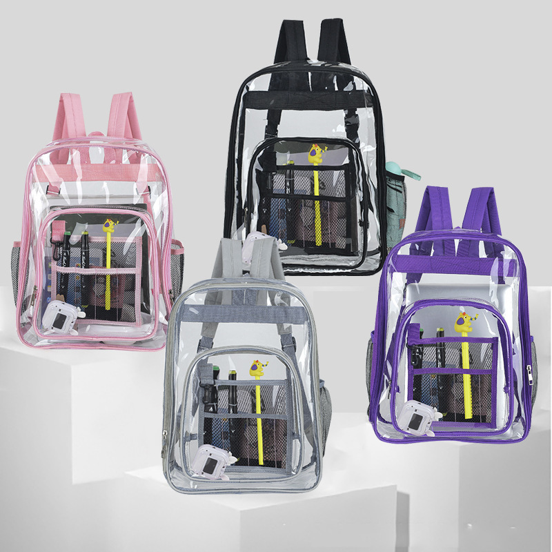 See Through Waterproof Backpack Heavy Duty School Transparent Bookbag Women Large PVC Clear Backpack for Men