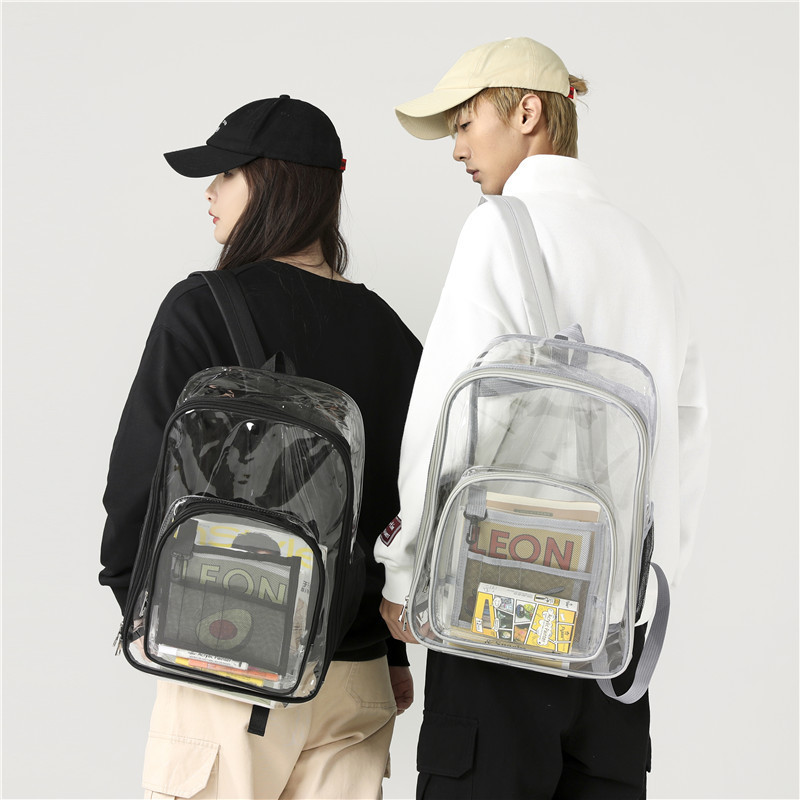 See Through Waterproof Backpack Heavy Duty School Transparent Bookbag Women Large PVC Clear Backpack for Men