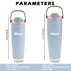 Custom Logo 40oz Stainless Steel Tumbler with Handle Double Wall Vacuum Insulated Water Bottle for Travel Outdoor Sport