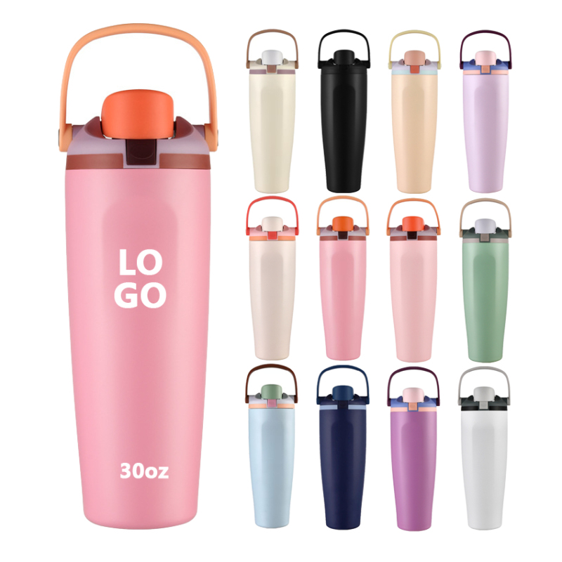Custom Logo 40oz Stainless Steel Tumbler with Handle Double Wall Vacuum Insulated Water Bottle for Travel Outdoor Sport