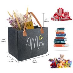 Custom Inner Pocket Personalized Gifts Initial Felt Tote Bag for Teacher Mother Wedding Tote Bag for Beach Birthday