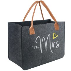 Custom Inner Pocket Personalized Gifts Initial Felt Tote Bag for Teacher Mother Wedding Tote Bag for Beach Birthday