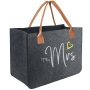Custom Inner Pocket Personalized Gifts Initial Felt Tote Bag for Teacher Mother Wedding Tote Bag for Beach Birthday