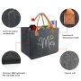 Custom Inner Pocket Personalized Gifts Initial Felt Tote Bag for Teacher Mother Wedding Tote Bag for Beach Birthday