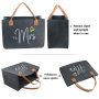 Custom Inner Pocket Personalized Gifts Initial Felt Tote Bag for Teacher Mother Wedding Tote Bag for Beach Birthday
