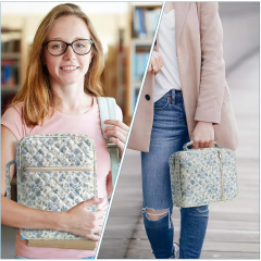 OEM & ODM Quilted Cotton Bible Tote Bag Book Organizer Casual Style Bible Cover Case with Zipper for Protection