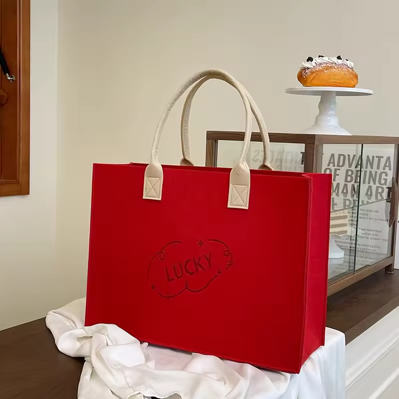 Large Capacity Tote Working Shopping Bag Felt Custom Storage Bag Felt Tote Bag
