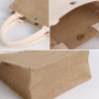 Reusable Jute and Canvas Shopping Handbag with Zipper Large Capacity Foldable Tote