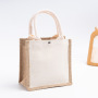 Reusable Jute and Canvas Shopping Handbag with Zipper Large Capacity Foldable Tote