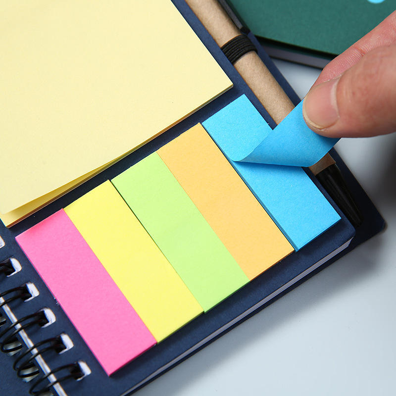 Custom Logo Promotional Spiral Notebook Kraft Paper Cover Notepad with Sticky Notes Eco-friendly Pen Budget-Friendly Option